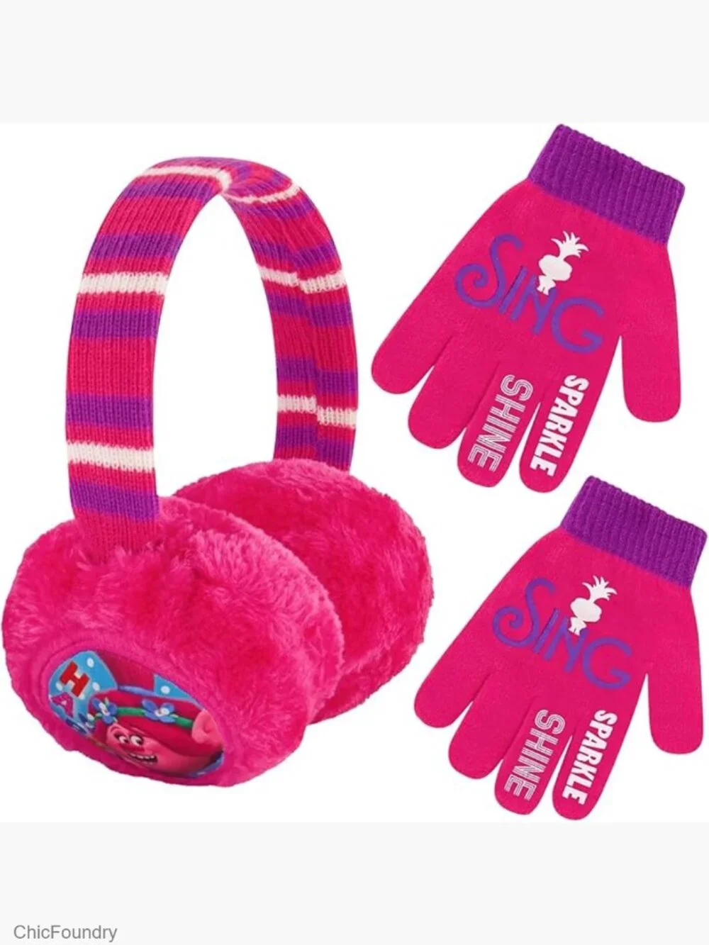 Girls Hat and Gloves Set with Sherpa Lining, Ages 4-7